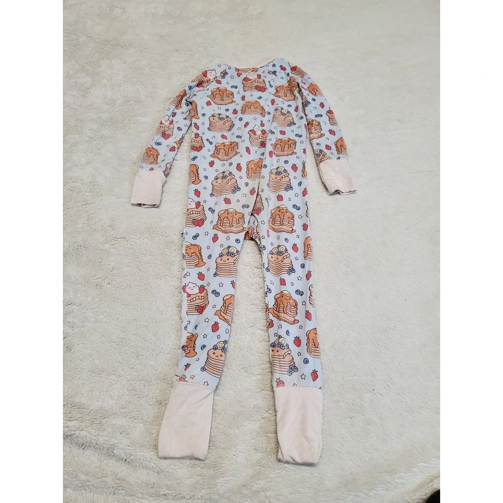 Caden Lane Blue Pancake Anime Zippy Bamboo Pajama Baby Girl 18 24 months Casual